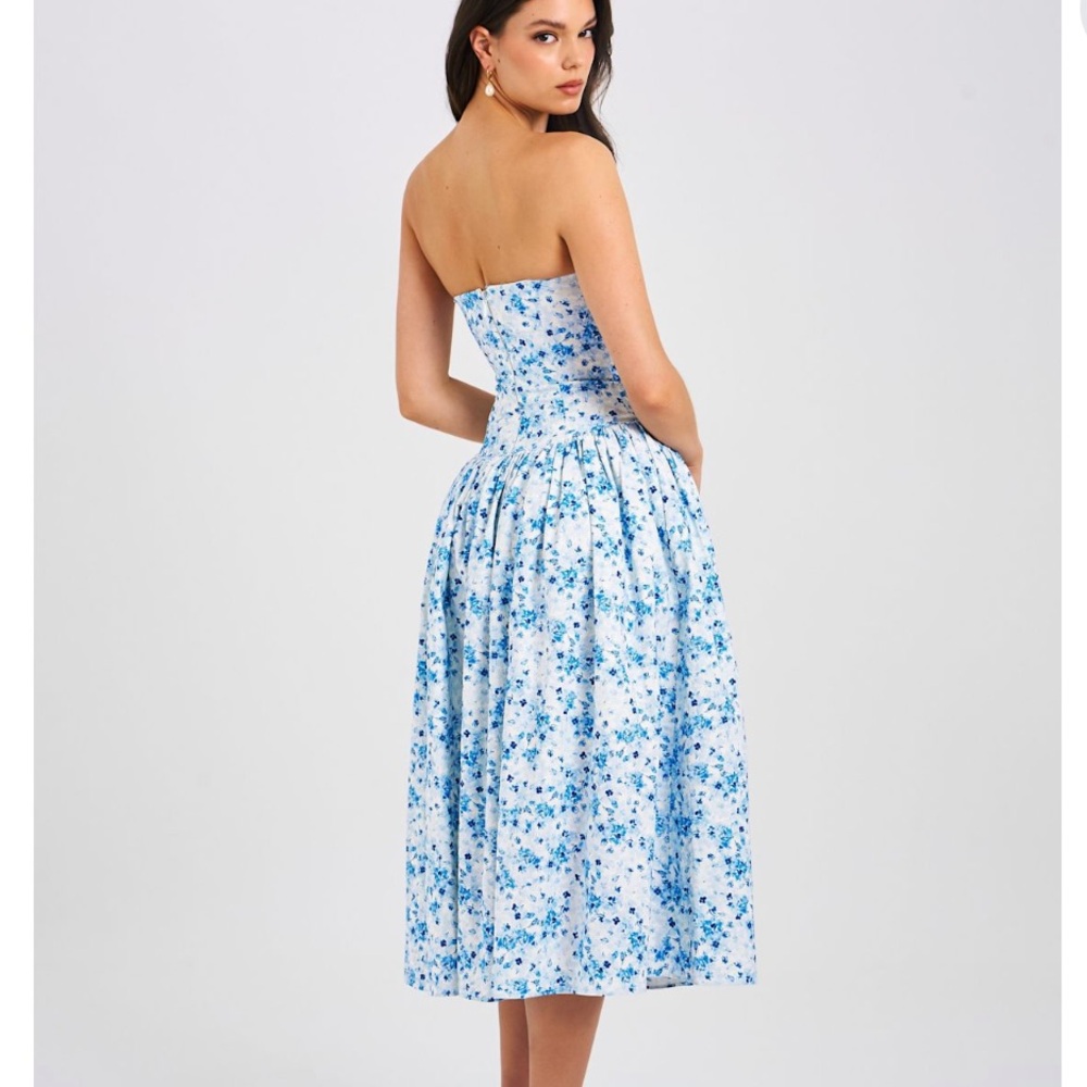 Blue Floral Midi Dress - Picture 2 of 2